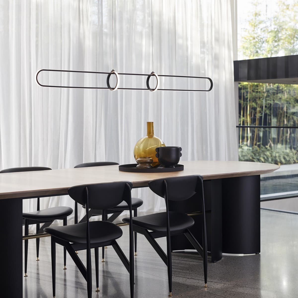 Avenue 1.5m LED Colour-Switching Bar Pendant in Black