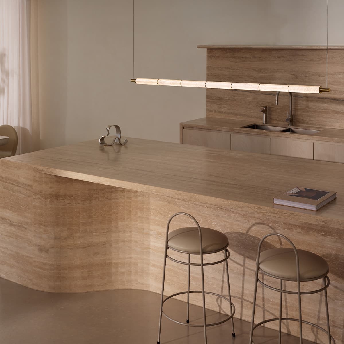 Made by Mayfair Cadence 1.6m LED Colour Switching Pendant in Aged Brass with Spanish Alabaster-img-2