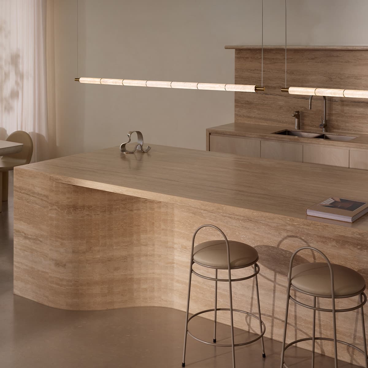 Made by Mayfair Cadence 1.6m LED Colour Switching Pendant in Aged Brass with Spanish Alabaster-img-3