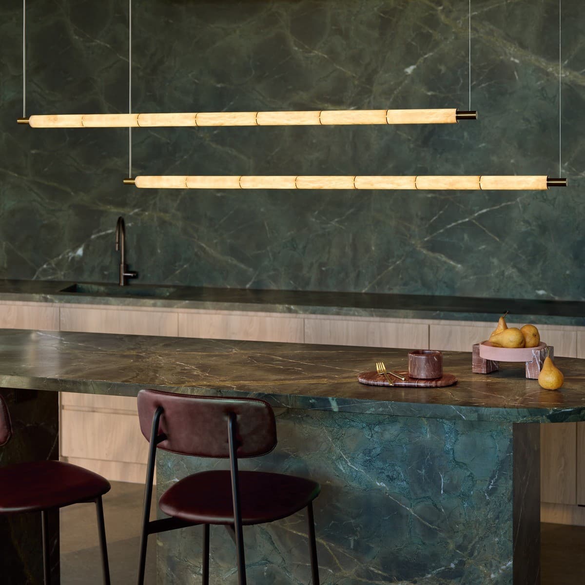 Made by Mayfair Cadence 1.6m LED Colour Switching Pendant in Aged Brass with Spanish Alabaster-img-9