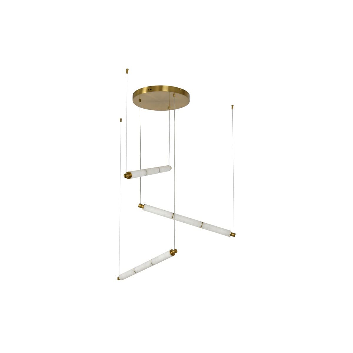 Made by Mayfair Cadence 3 Light LED Colour Switching Trapeze Pendant in Aged Brass with Spanish Alabaster-img-1