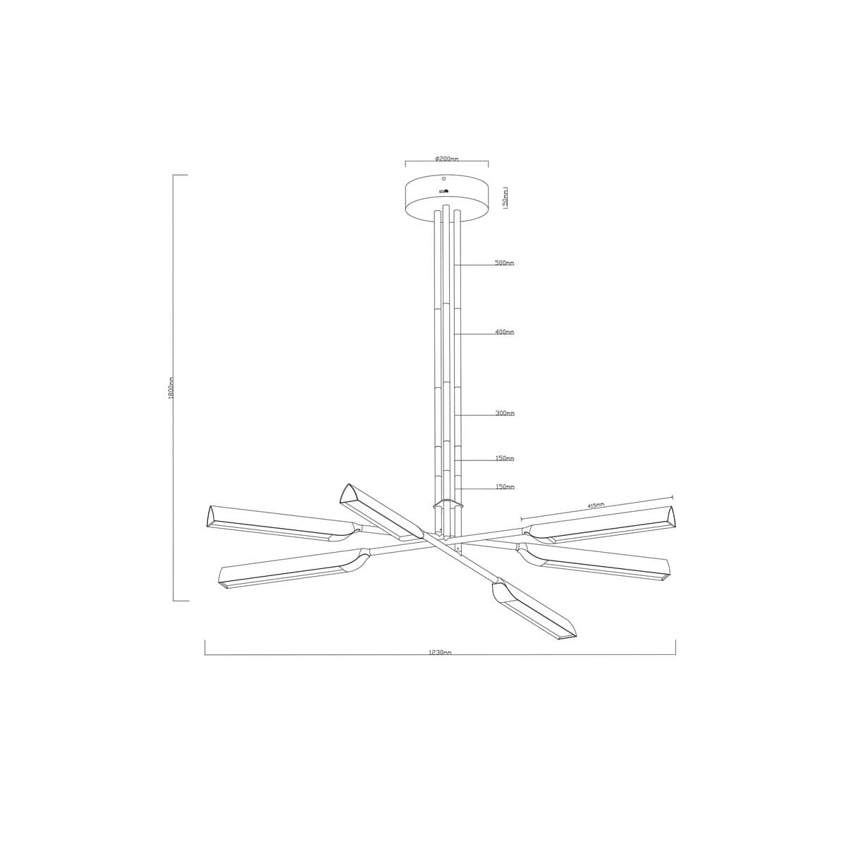 Coates 6 Light LED Colour Switching Flare Pendant in Polished Chrome-img-2
