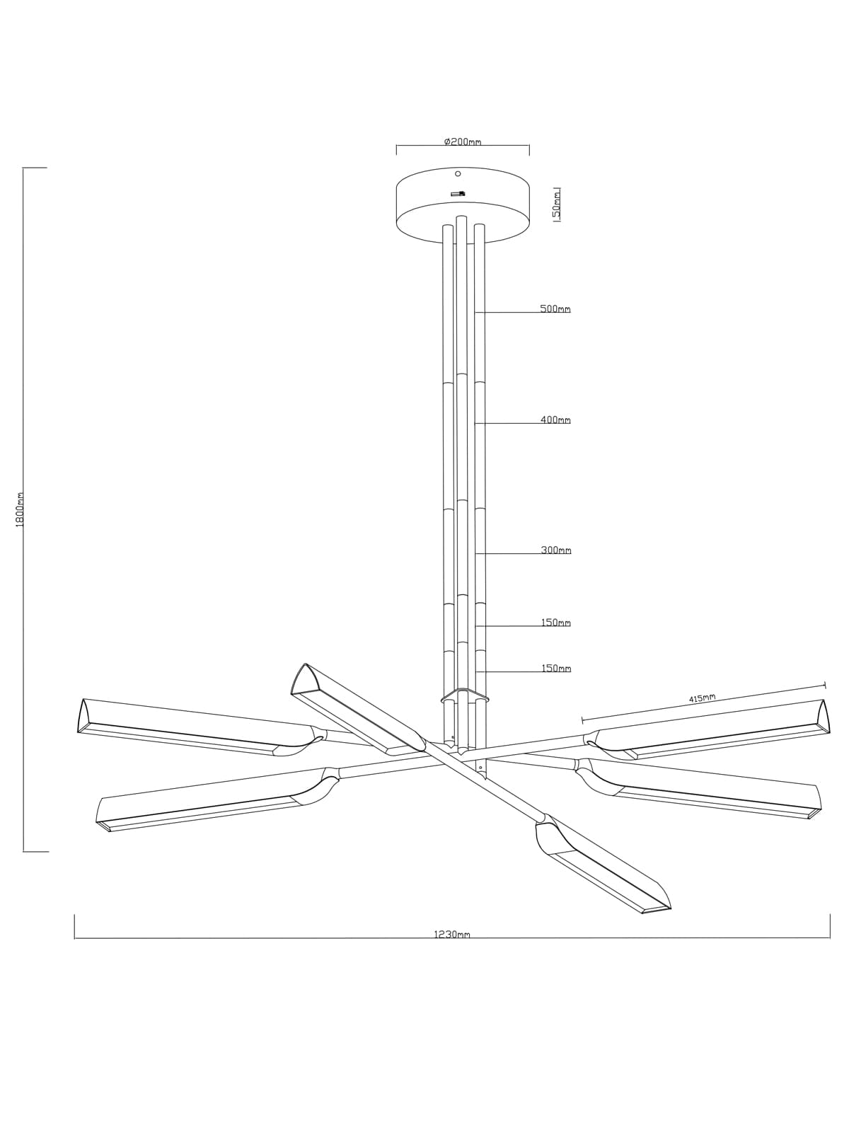 Coates 6 Light LED Colour Switching Flare Pendant in Polished Chrome-img-4