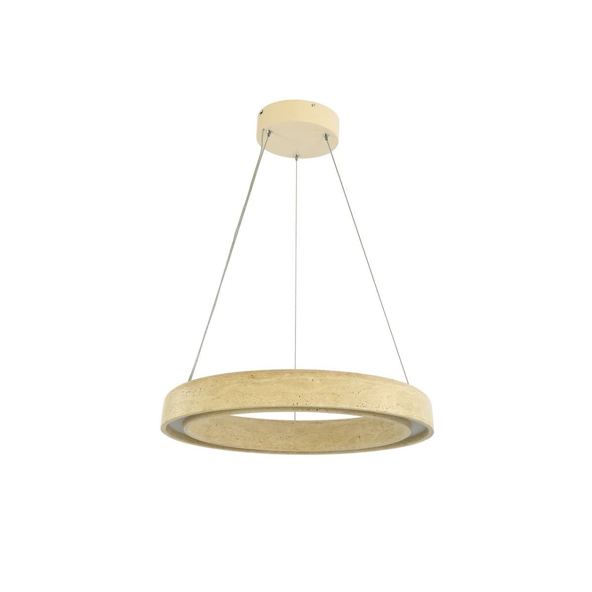 Selene 620mm Round LED Colour Shifting Pendant in Natural Travertine