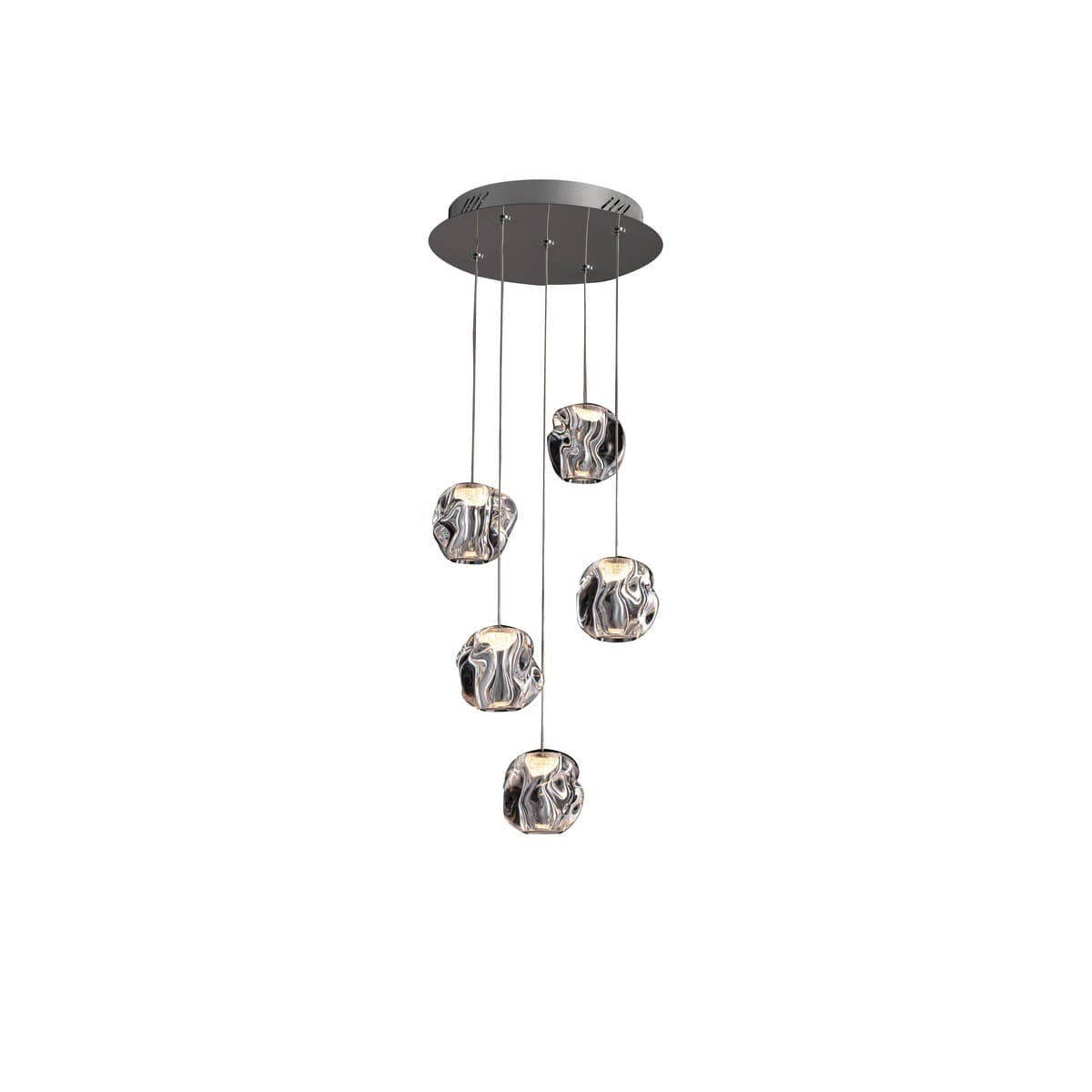 Cambell 5 Light LED Drop Pendant in Chrome with Clear Acrylic