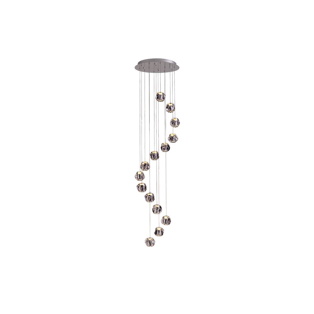 Cambell 14 Light LED Drop Pendant in Chrome with Clear Acrylic