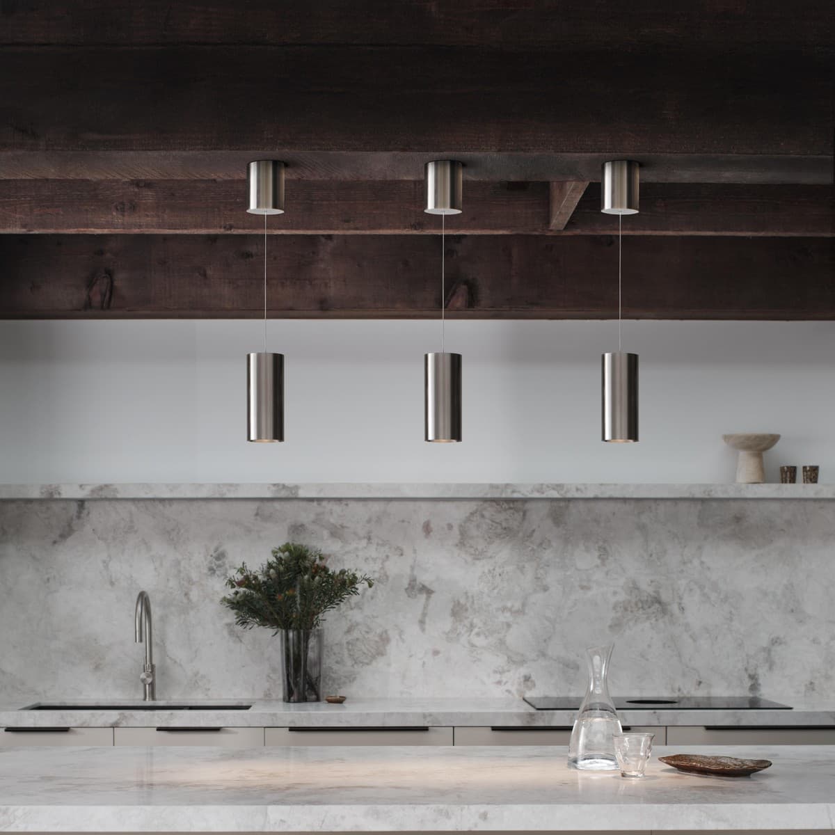 Ison LED Rise and Fall Pendant in Brushed Chrome