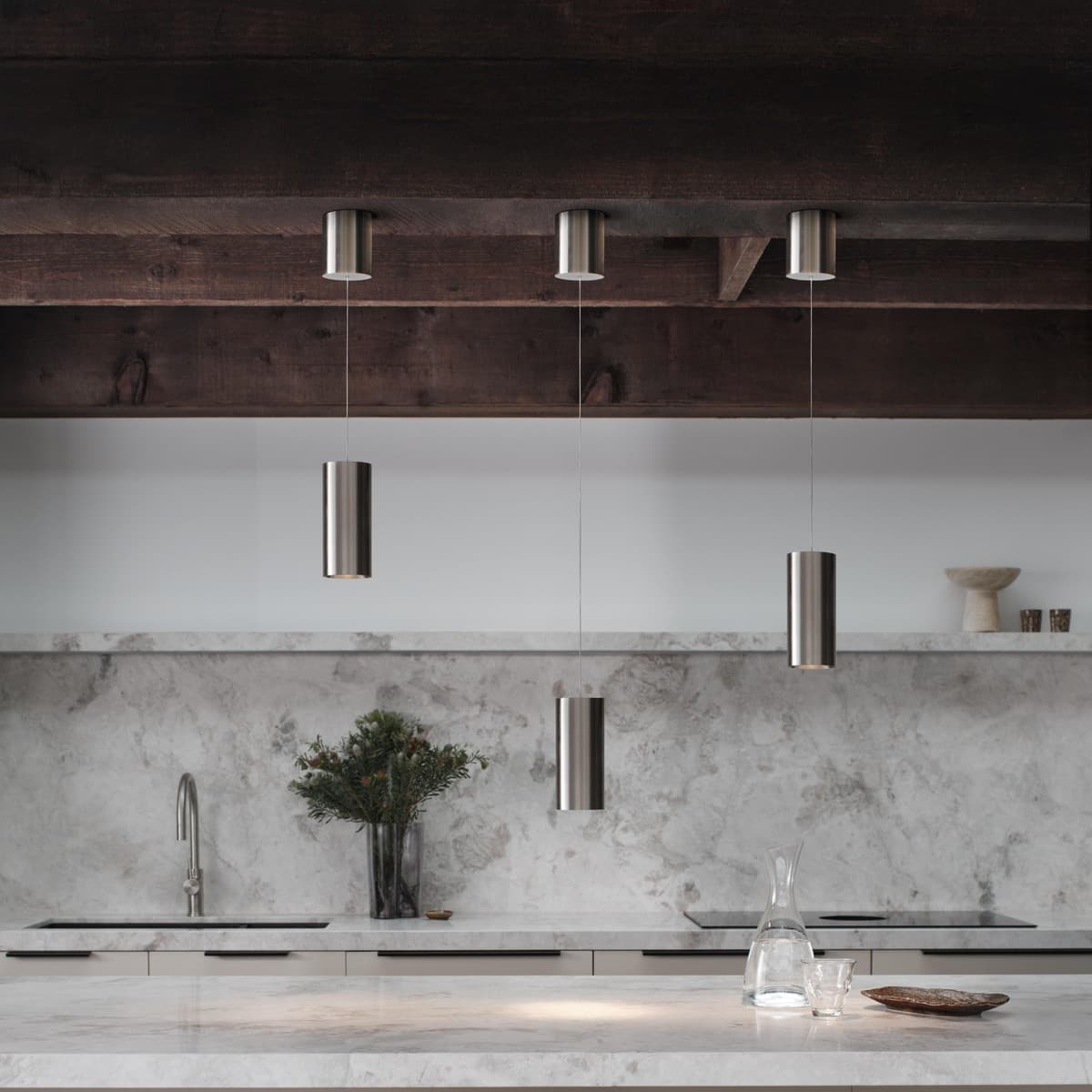 Ison LED Rise and Fall Pendant in Brushed Chrome