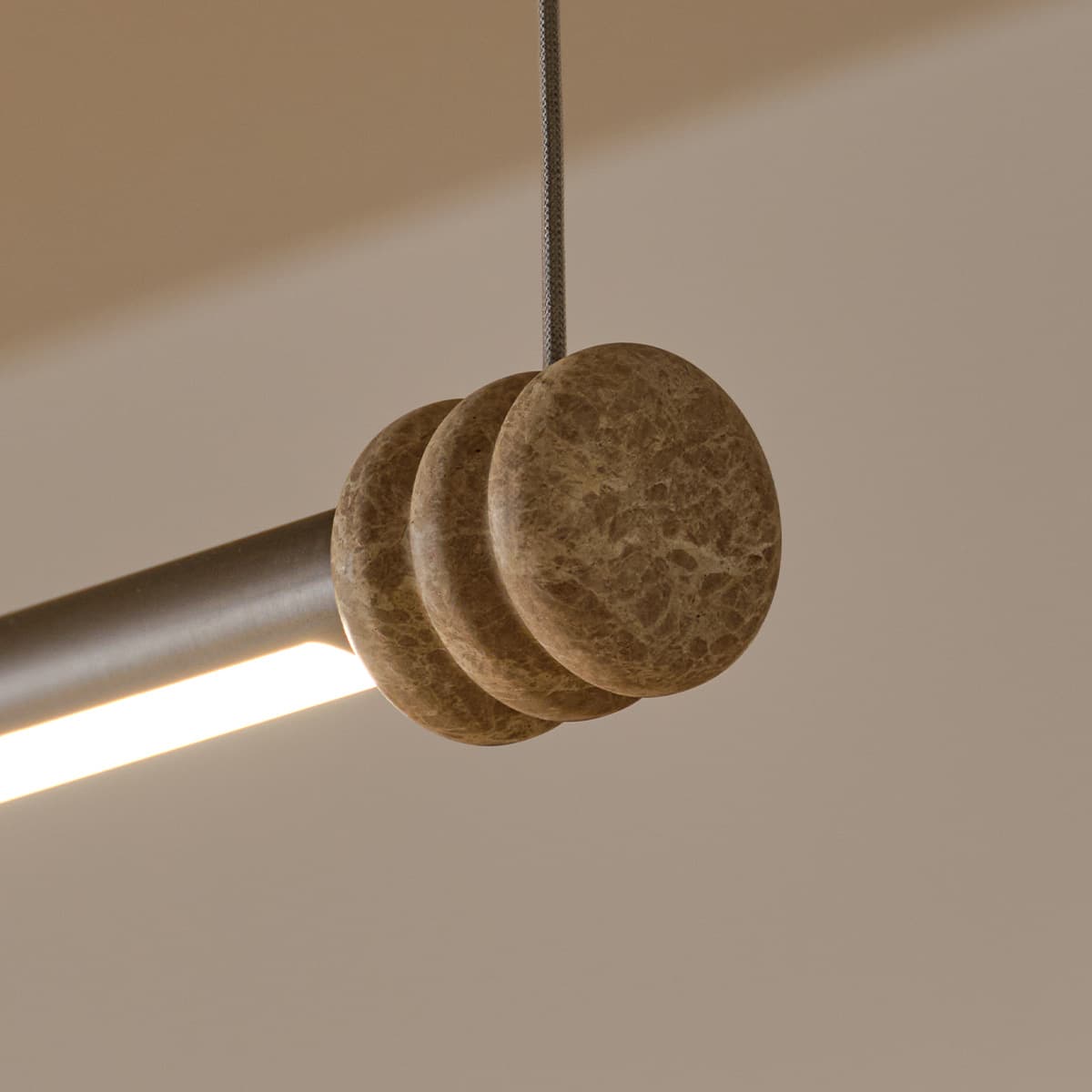 Repeat 1.5m LED Pendant in Brushed Nickel with Latte Marble