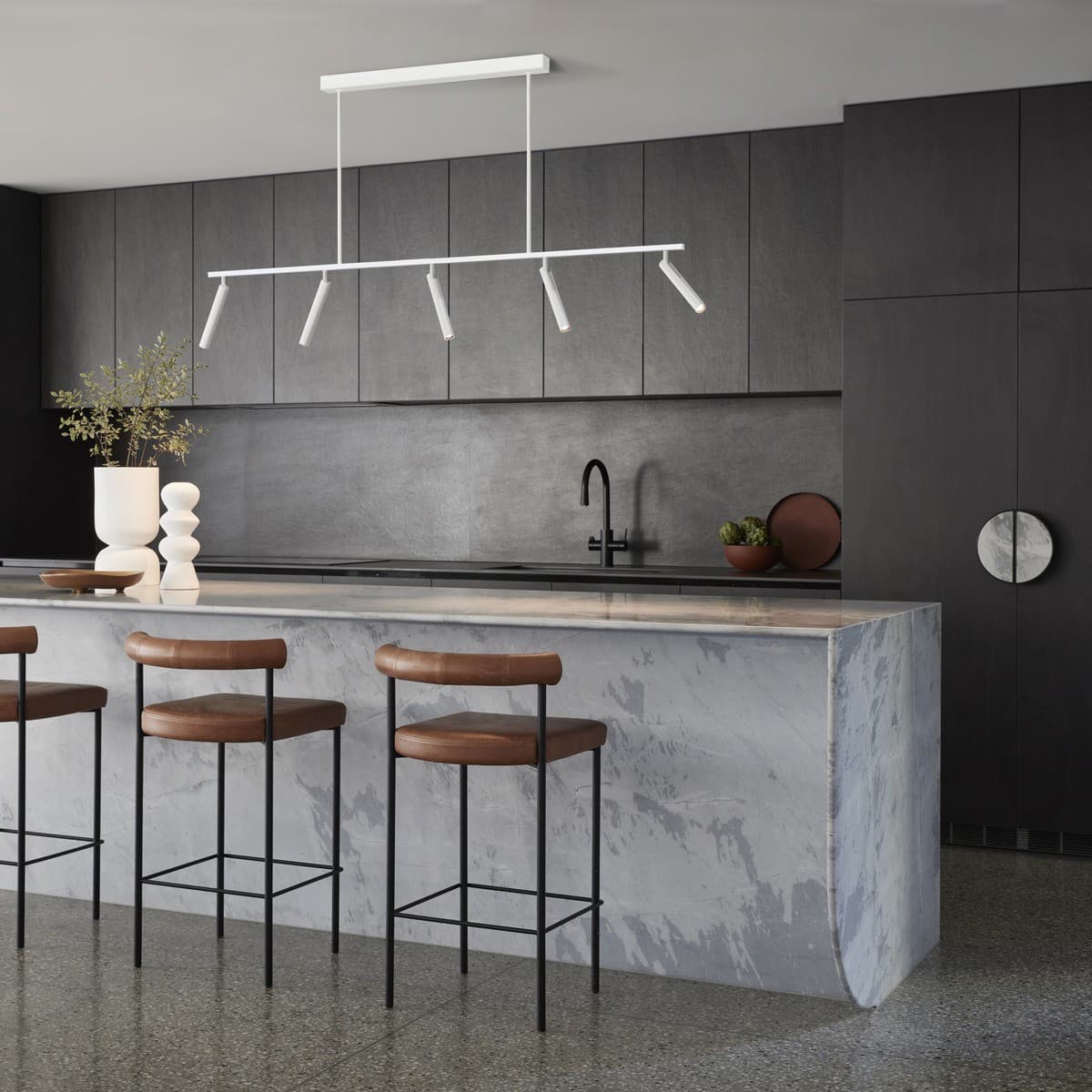 MFL Duke 5 Light LED Colour-Shifting Pendant in White with Adjustable Telescopic Heads