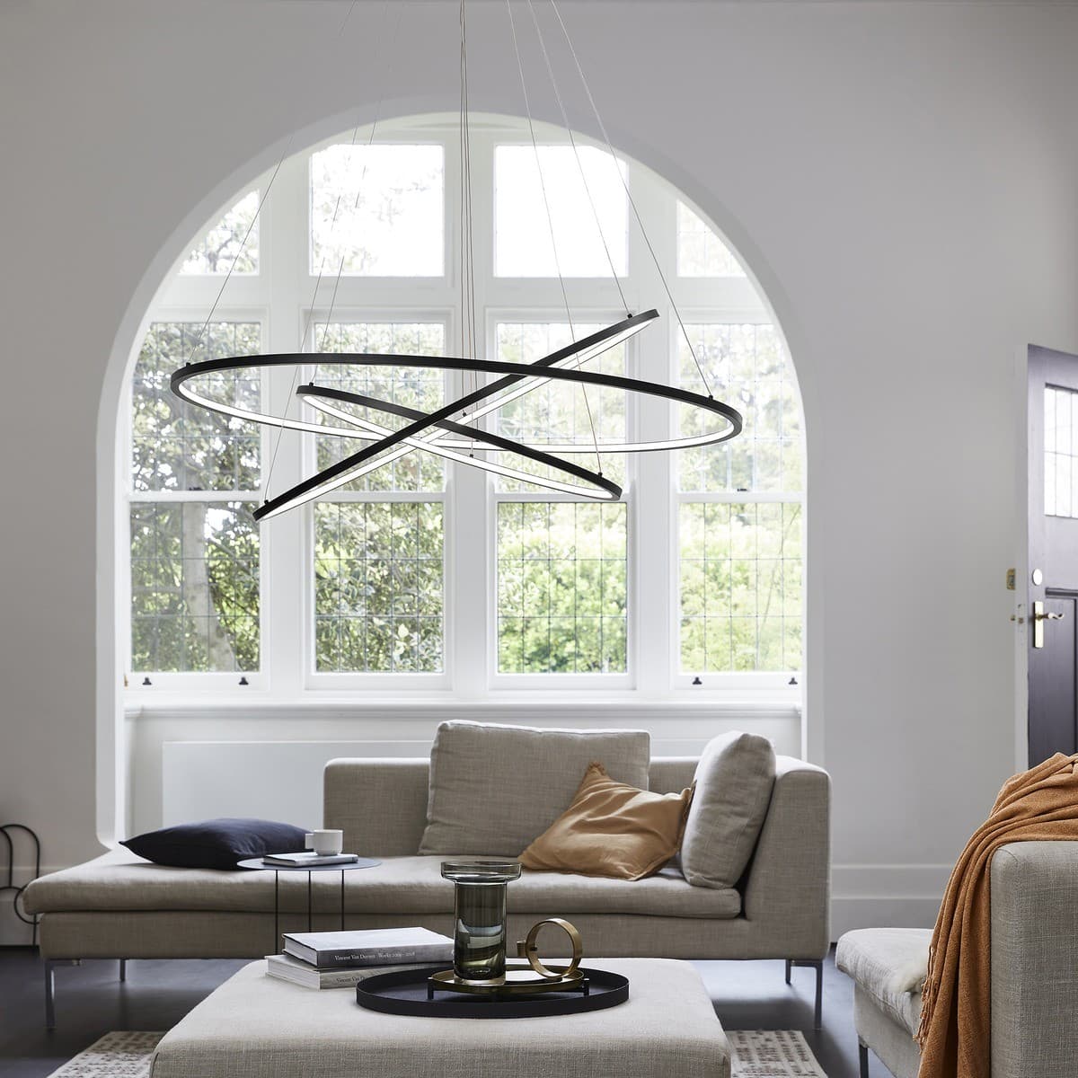 Multiply 3 Light LED Colour-Shifting Ring Pendant in Black