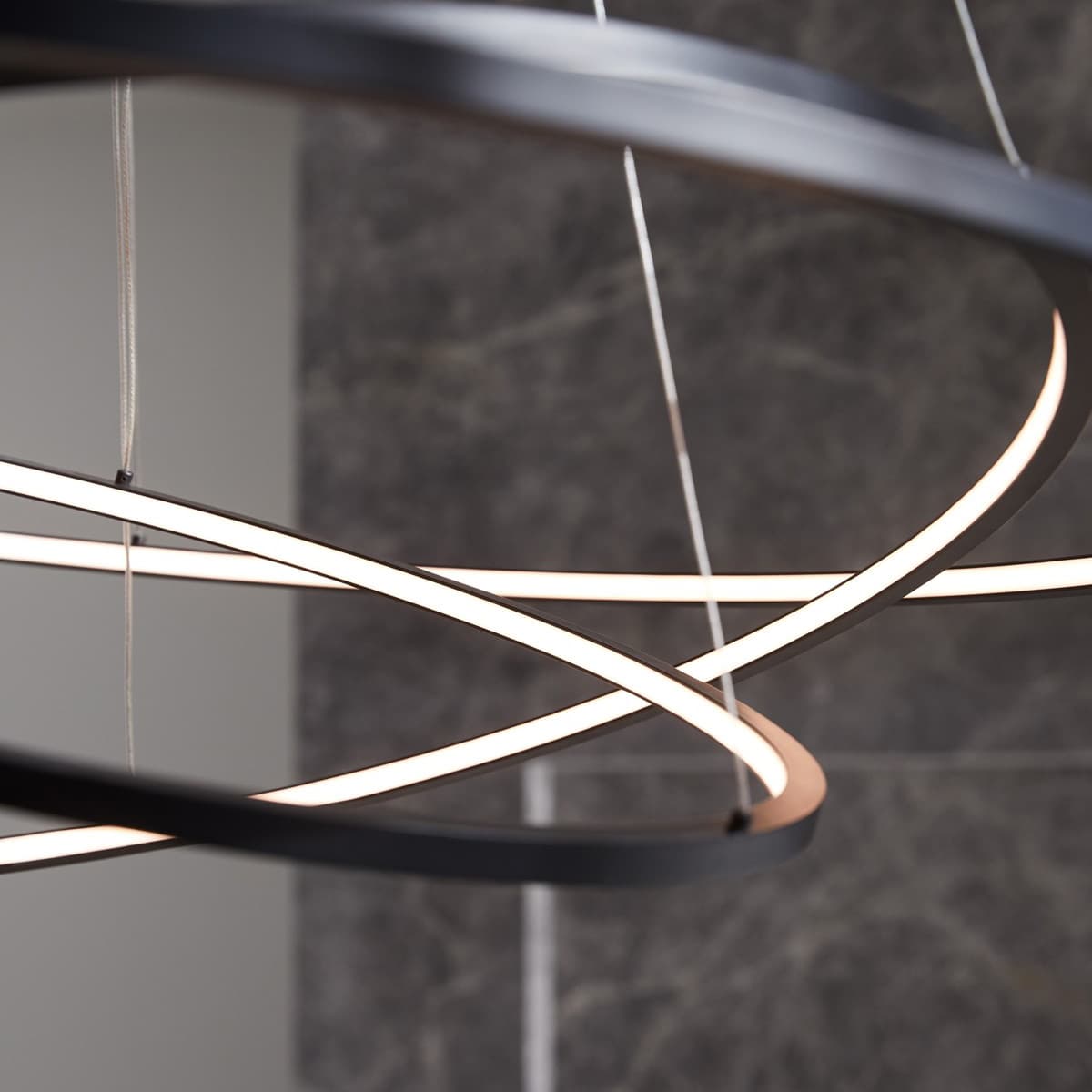 Multiply 3 Light LED Colour-Shifting Ring Pendant in Black
