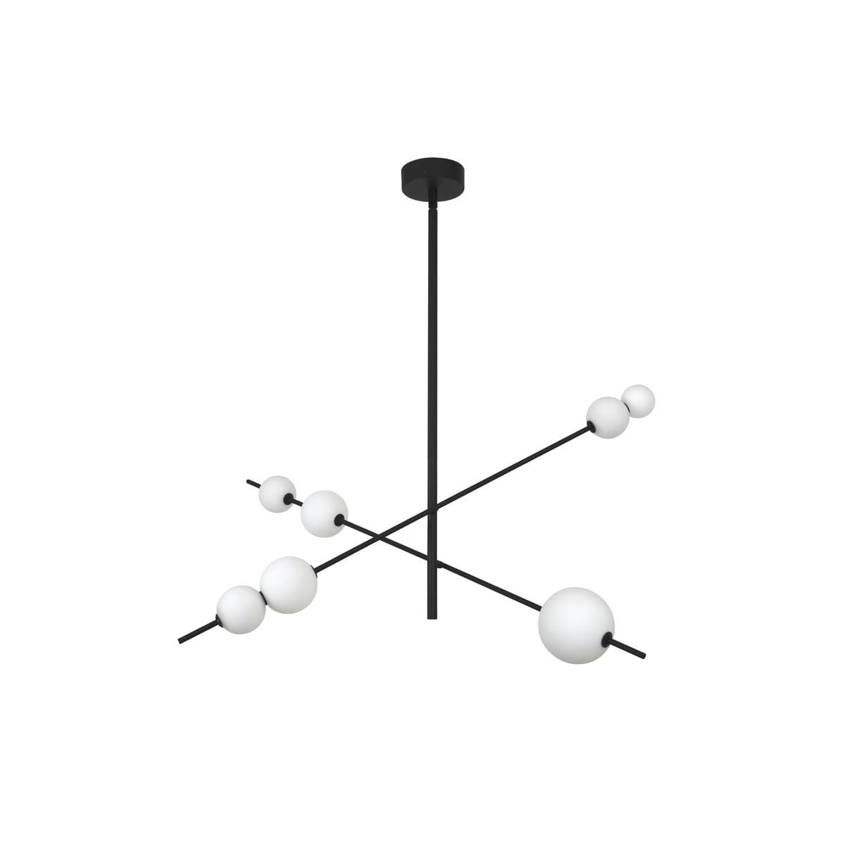 Abacus 7 Light LED Colour-Shifting Flare Pendant in Black with Frosted Opal Glass-img-1