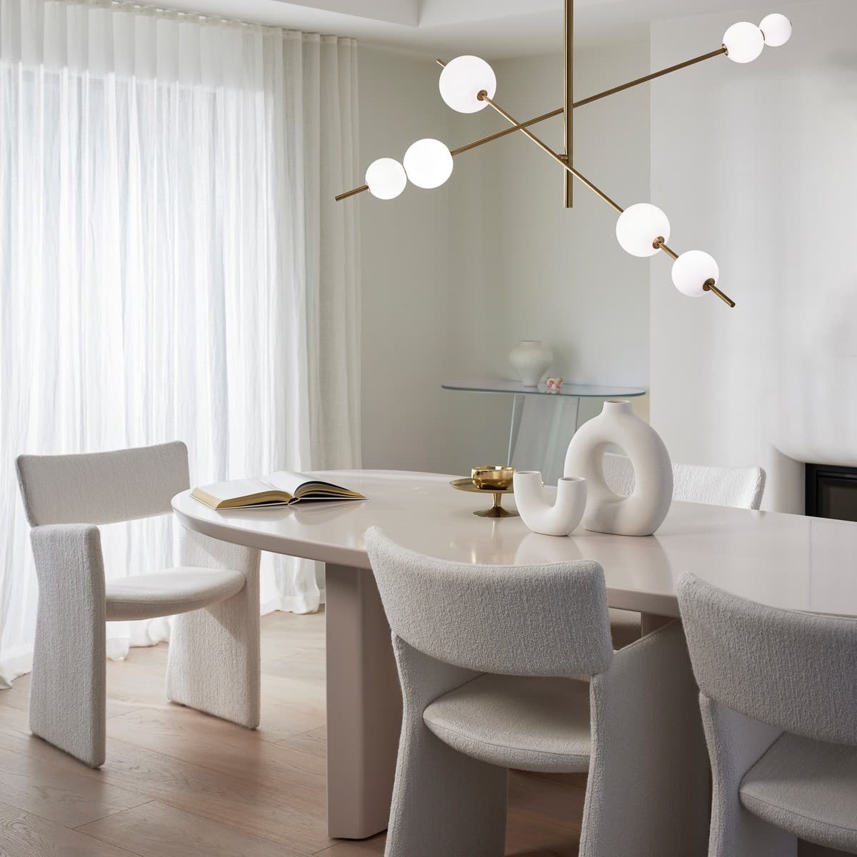 Abacus 7 Light LED Colour-Shifting Flare Pendant in Aged Brass with Opal Glass-img-3