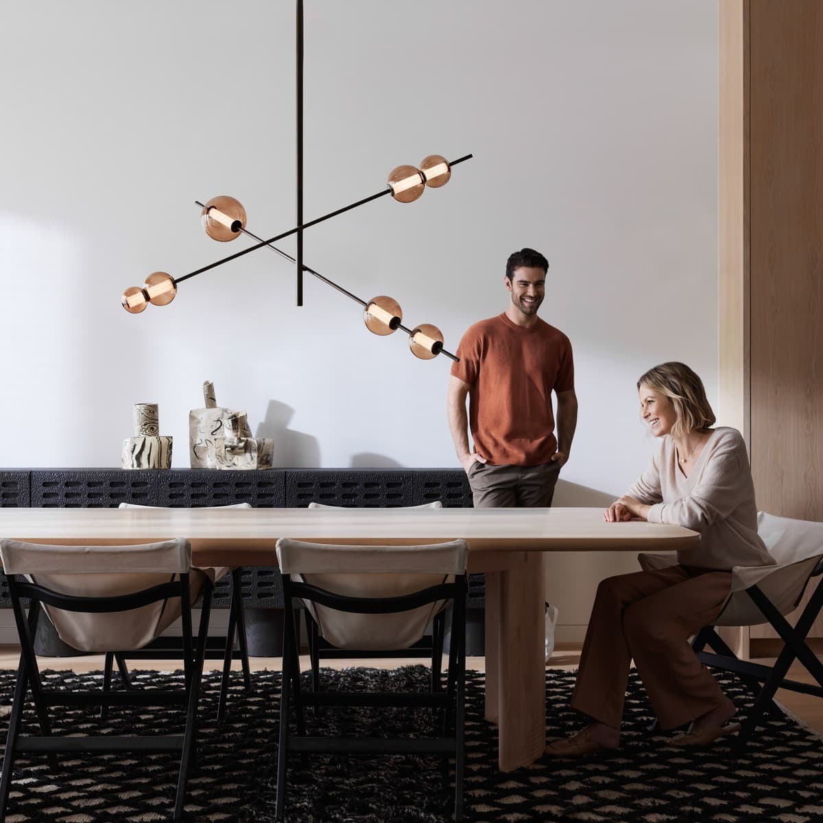 Abacus 7 Light LED Colour-Shifting Flare Pendant in Bronze with Sepia Glass-img-2