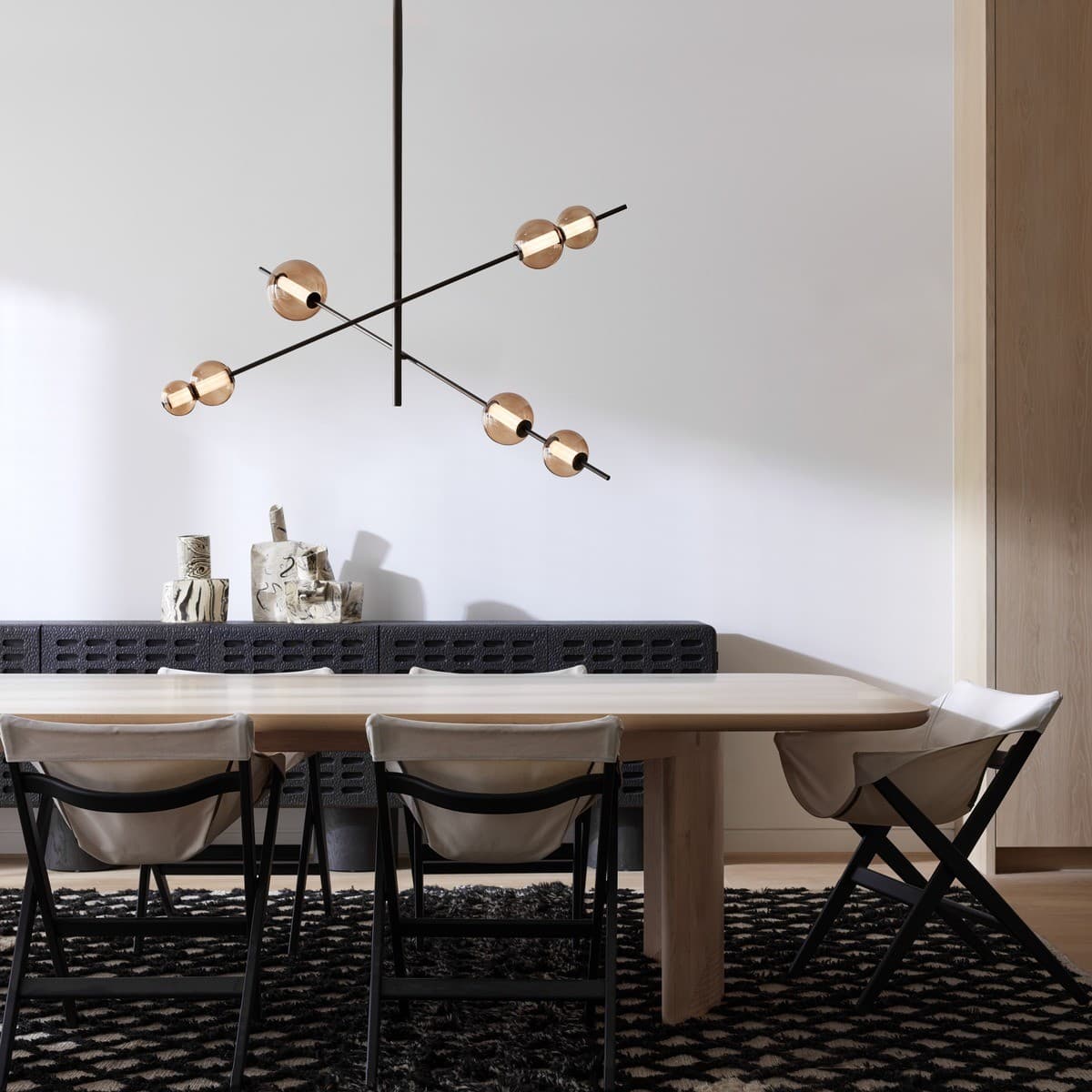 Abacus 7 Light LED Colour-Shifting Flare Pendant in Bronze with Sepia Glass-img-3