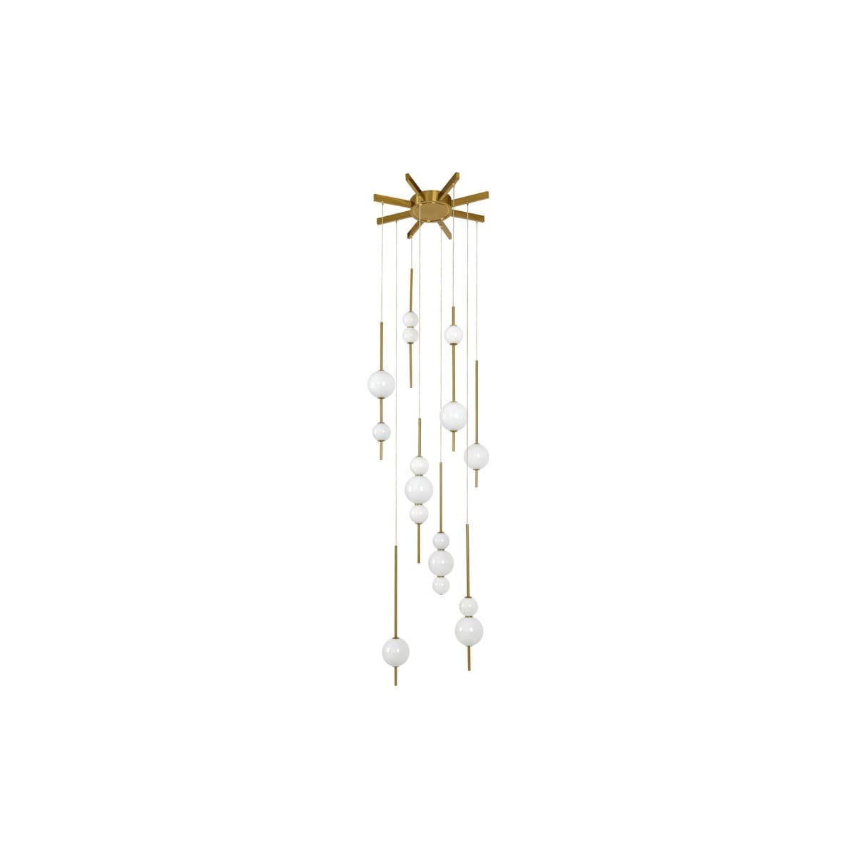 Abacus 16 Light LED Colour-Shifting Multi Drop Pendant in Aged Brass with Gloss Opal Glass-img-1