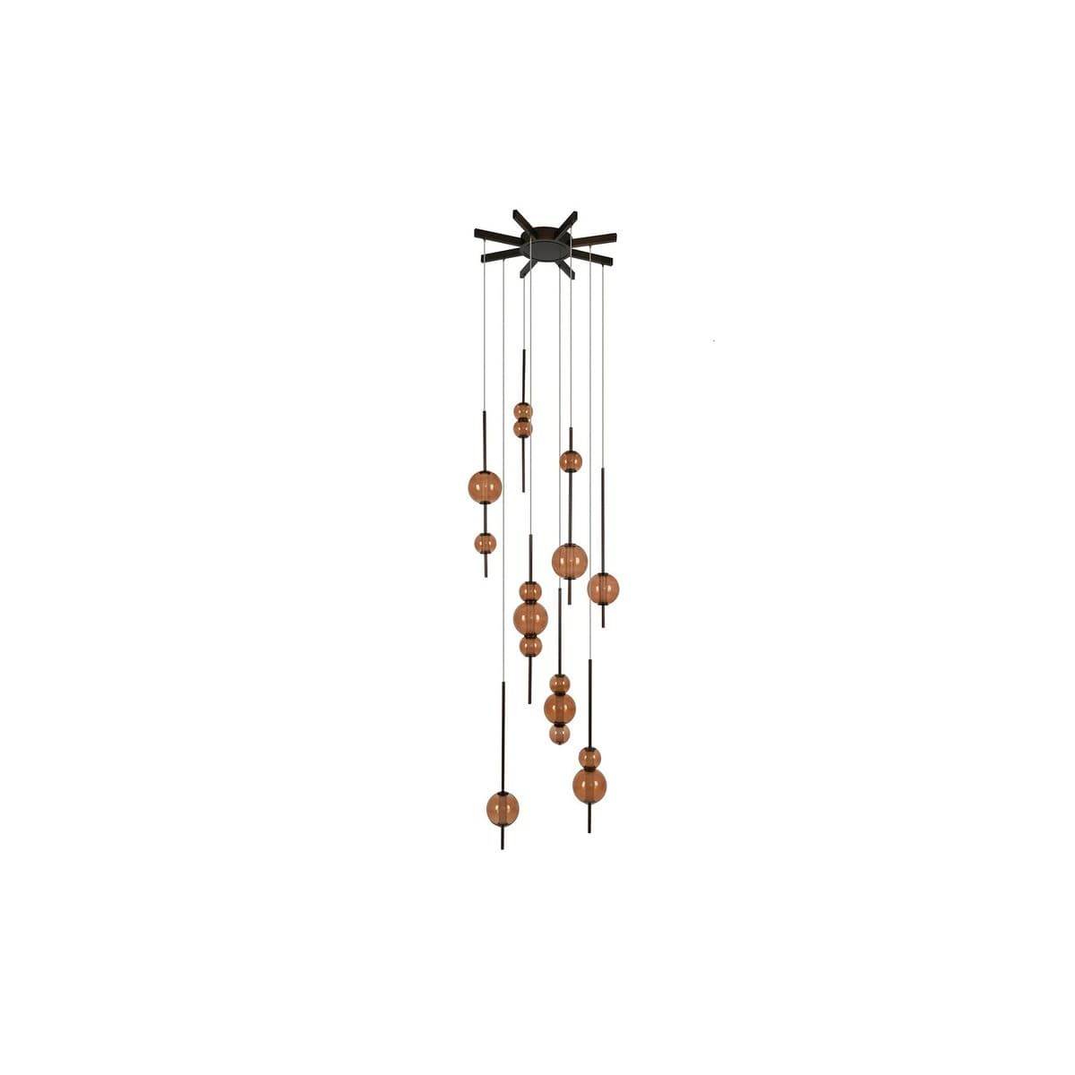 Abacus 16 Light LED Colour-Shifting Multi Drop Pendant in Bronze with Sepia Glass-img-1