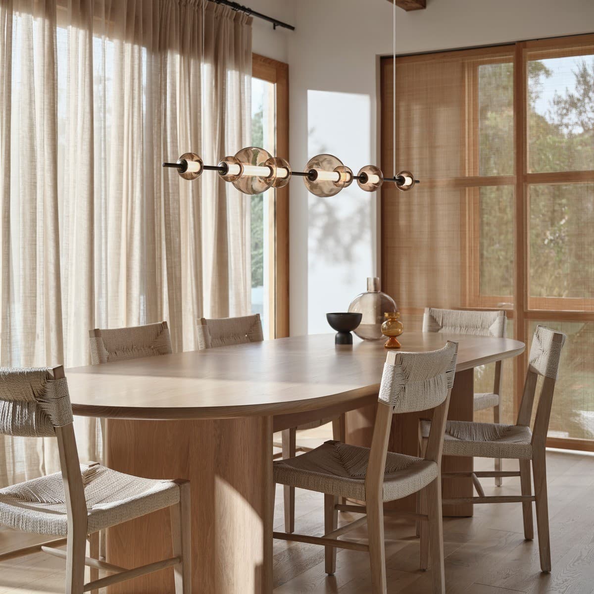 Abacus 8 Light LED Colour-Shifting Linear Pendant in Bronze with Sepia Glass-img-2