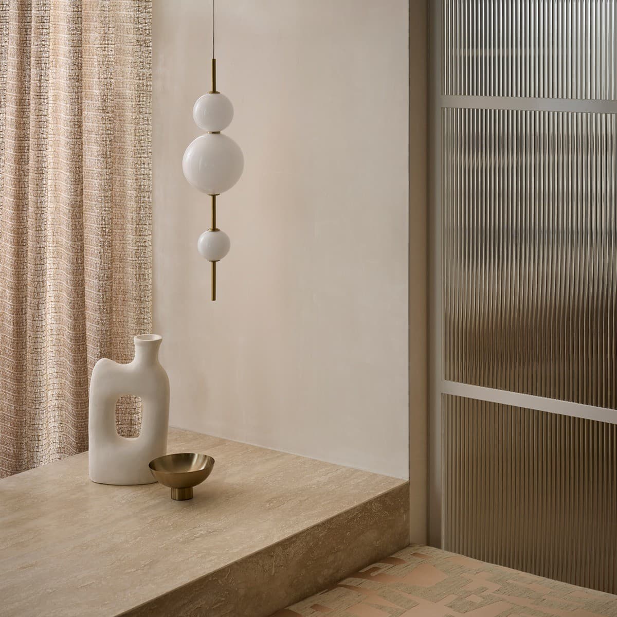 Abacus 3 Light LED Colour-Shifting Single Drop Convertible Pendant/Wall Light in Aged Brass with Gloss Opal Glass-img-4