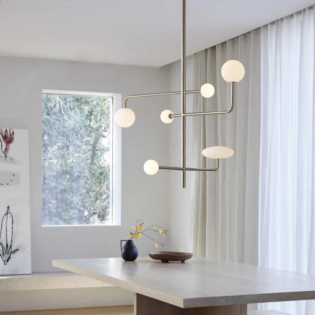 Orray 6 Light LED Colour-Shifting Drop Pendant Frame Only in Brushed Chrome