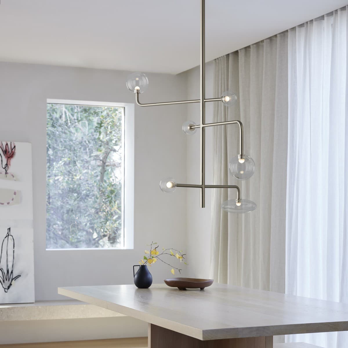 Orray 6 Light LED Colour-Shifting Drop Pendant Frame Only in Brushed Chrome