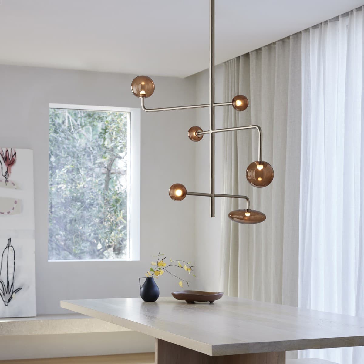 Orray 6 Light LED Colour-Shifting Drop Pendant Frame Only in Brushed Chrome
