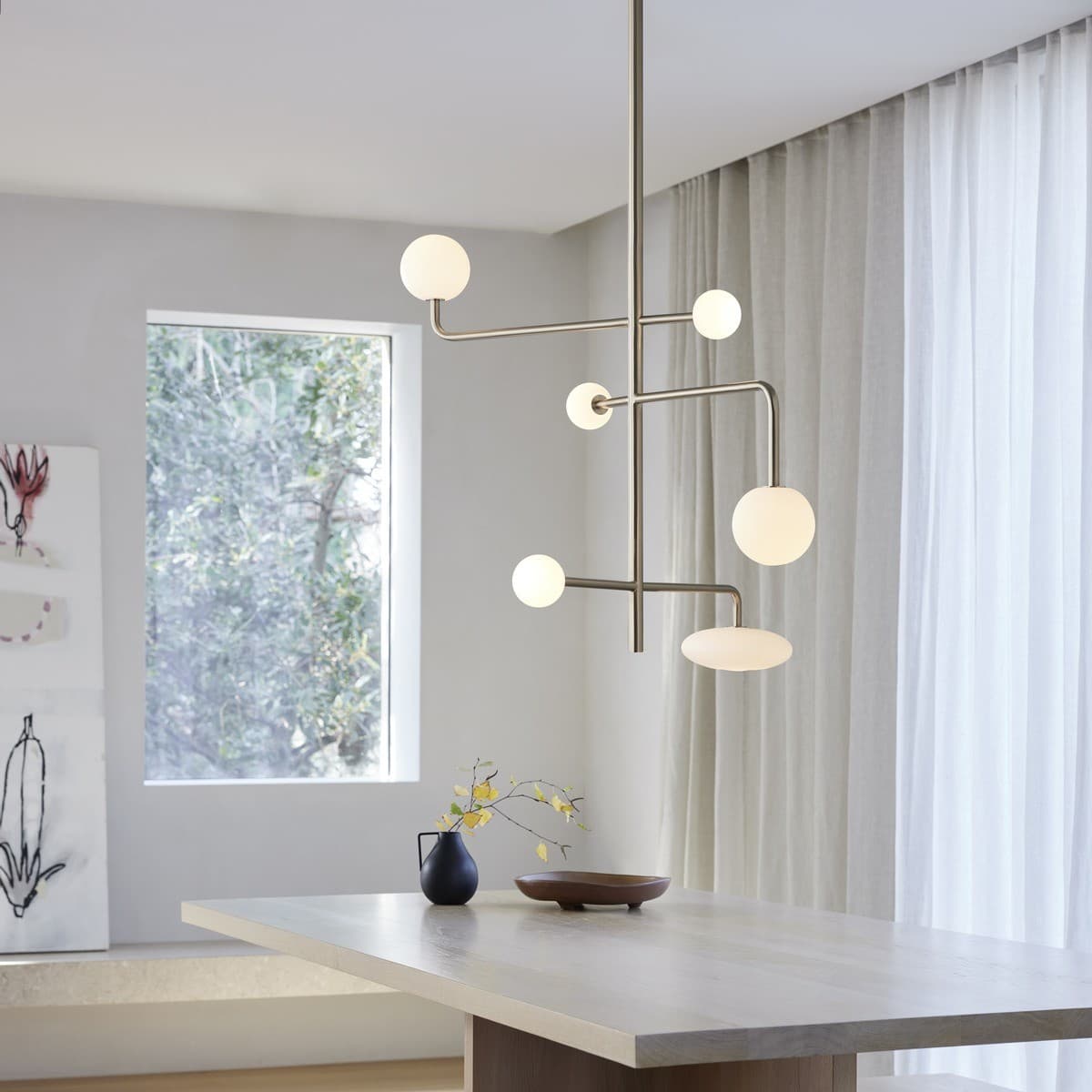 Orray 6 Light LED Colour-Shifting Drop Pendant Frame Only in Brushed Chrome