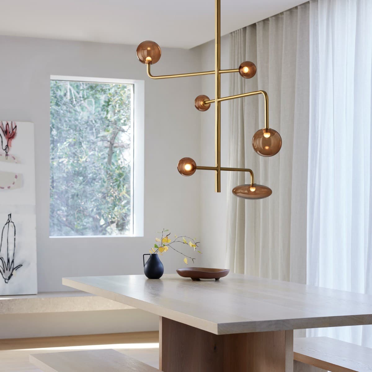 Orray 6 Light LED Colour-Shifting Drop Pendant Frame Only in Aged Brass