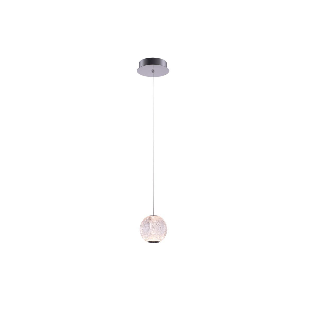 Callea 1 Light LED Pendant in Chrome with Clear Crystal-Look Acrylic