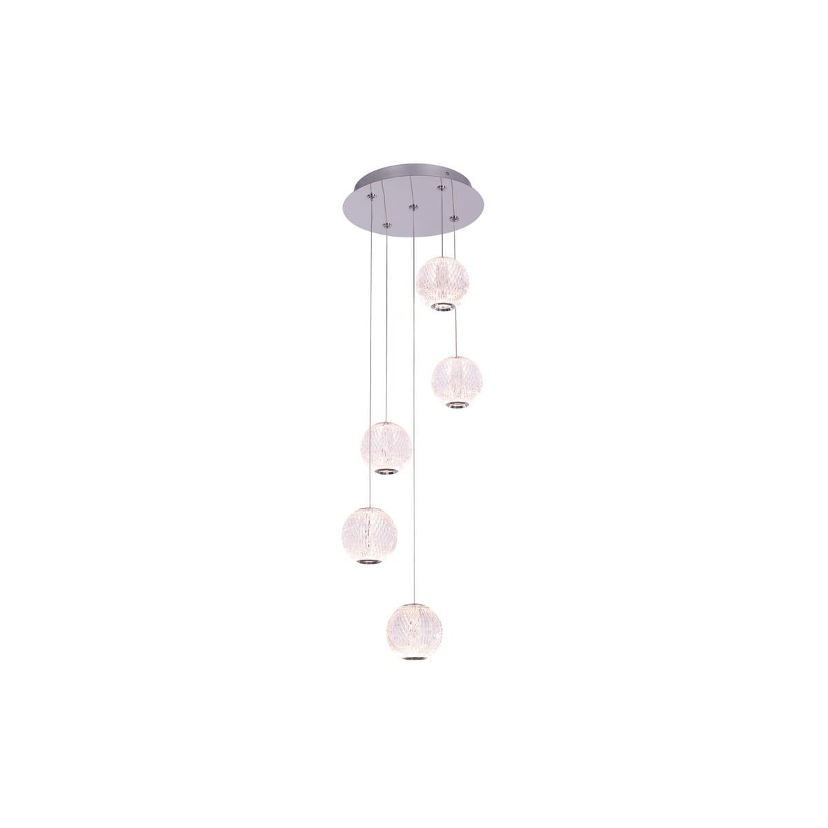 Callea 5 Light LED Drop Pendant in Chrome with Clear Crystal-Look Acrylic