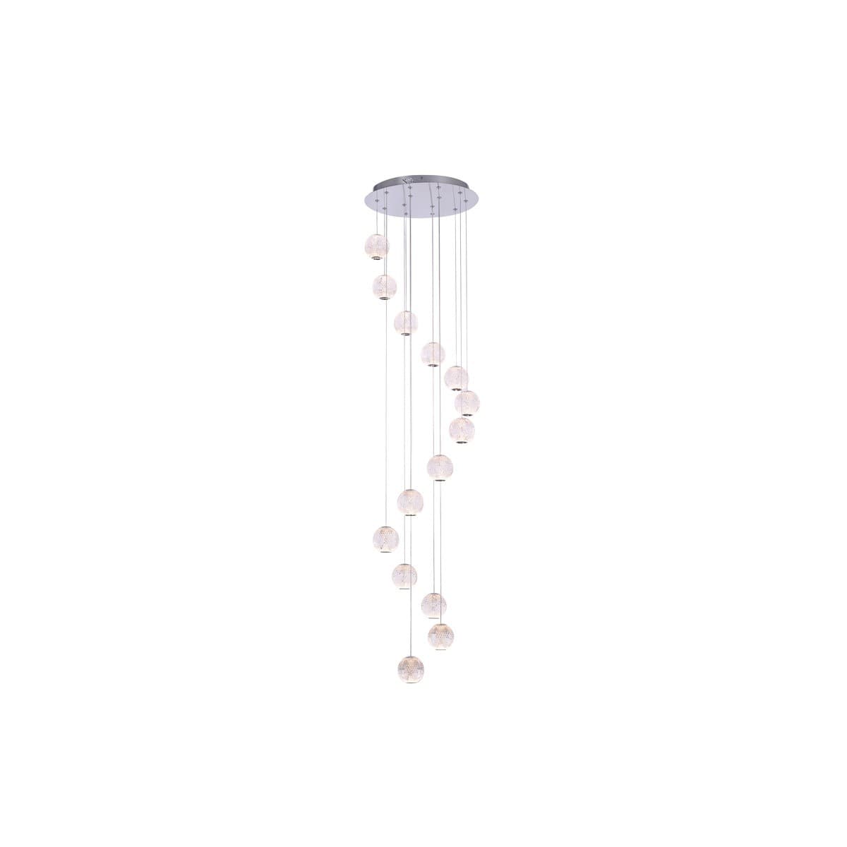 Callea 14 Light LED Drop Pendant in Chrome with Clear Crystal-Look Acrylic