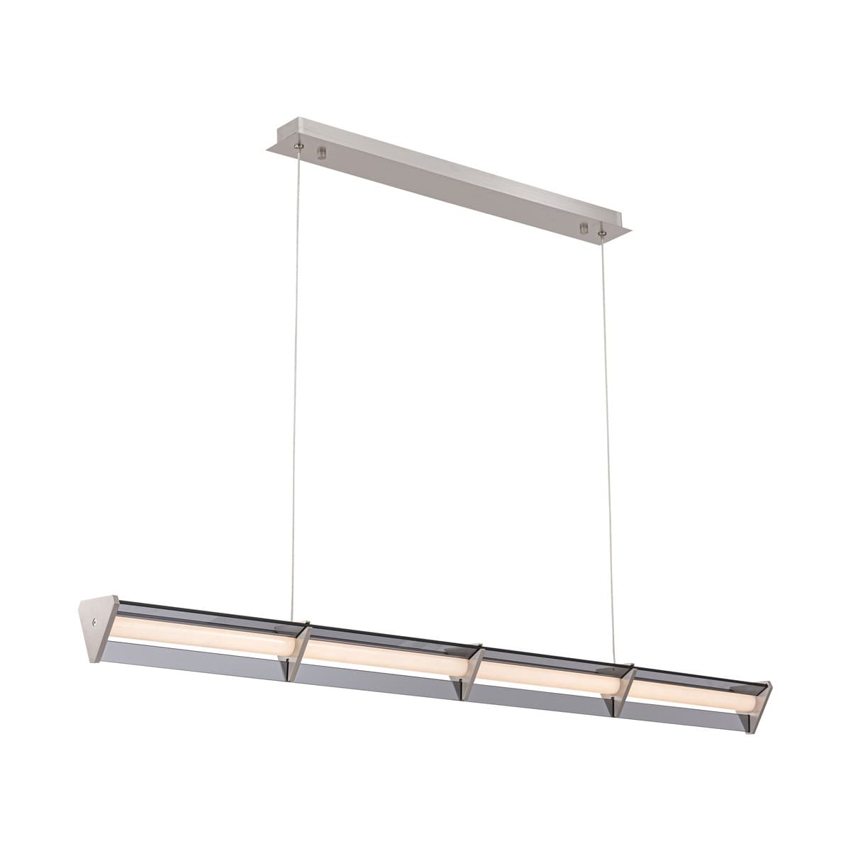 Volare 1.5m LED Linear Pendant in Brushed Chrome with Smoke Glass-img-1