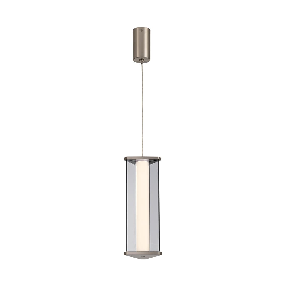 Volare LED Drop Pendant in Brushed Chrome with Smoke Glass