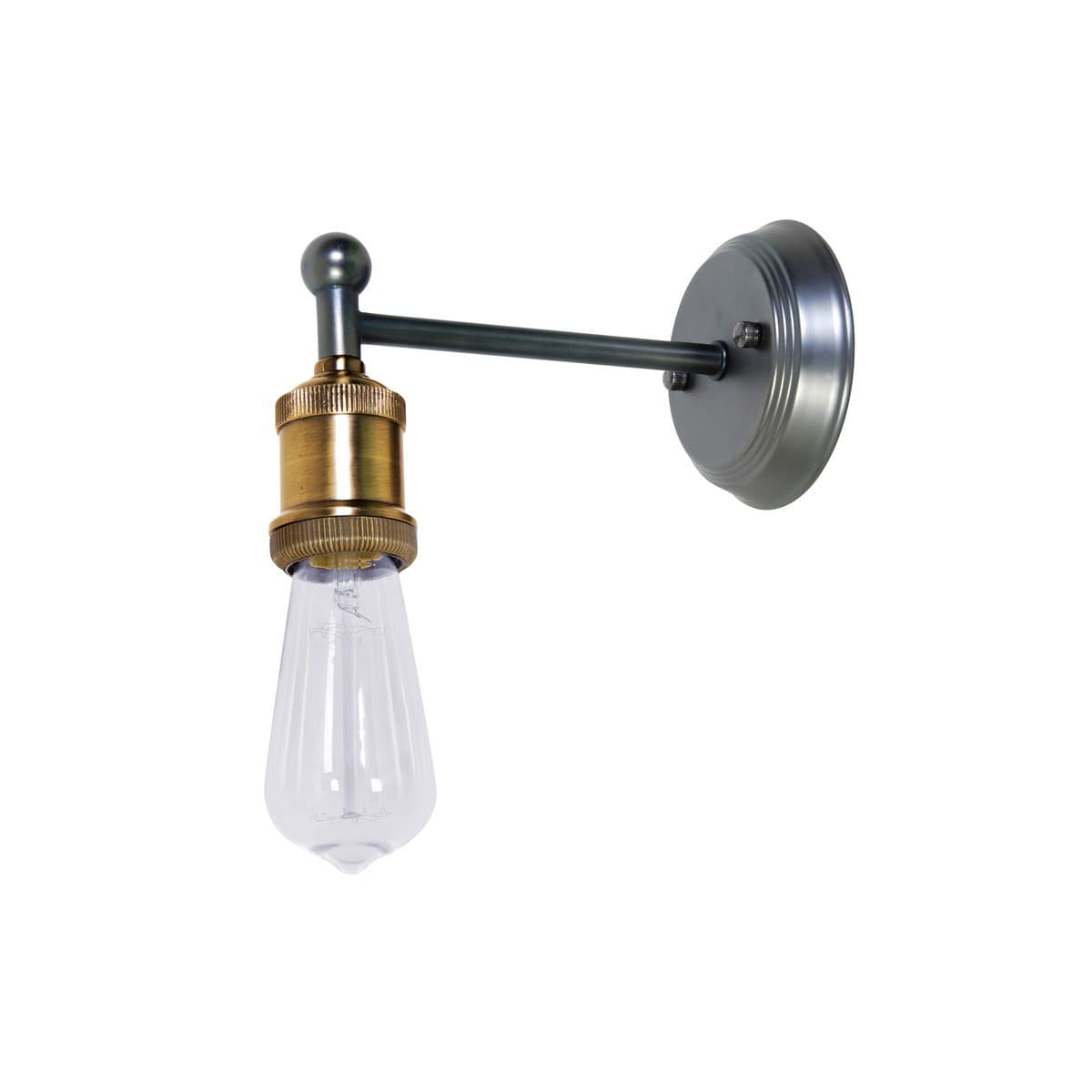 Manor 1 Light Wall Bracket Frame in Aged Steel with Antique Brass