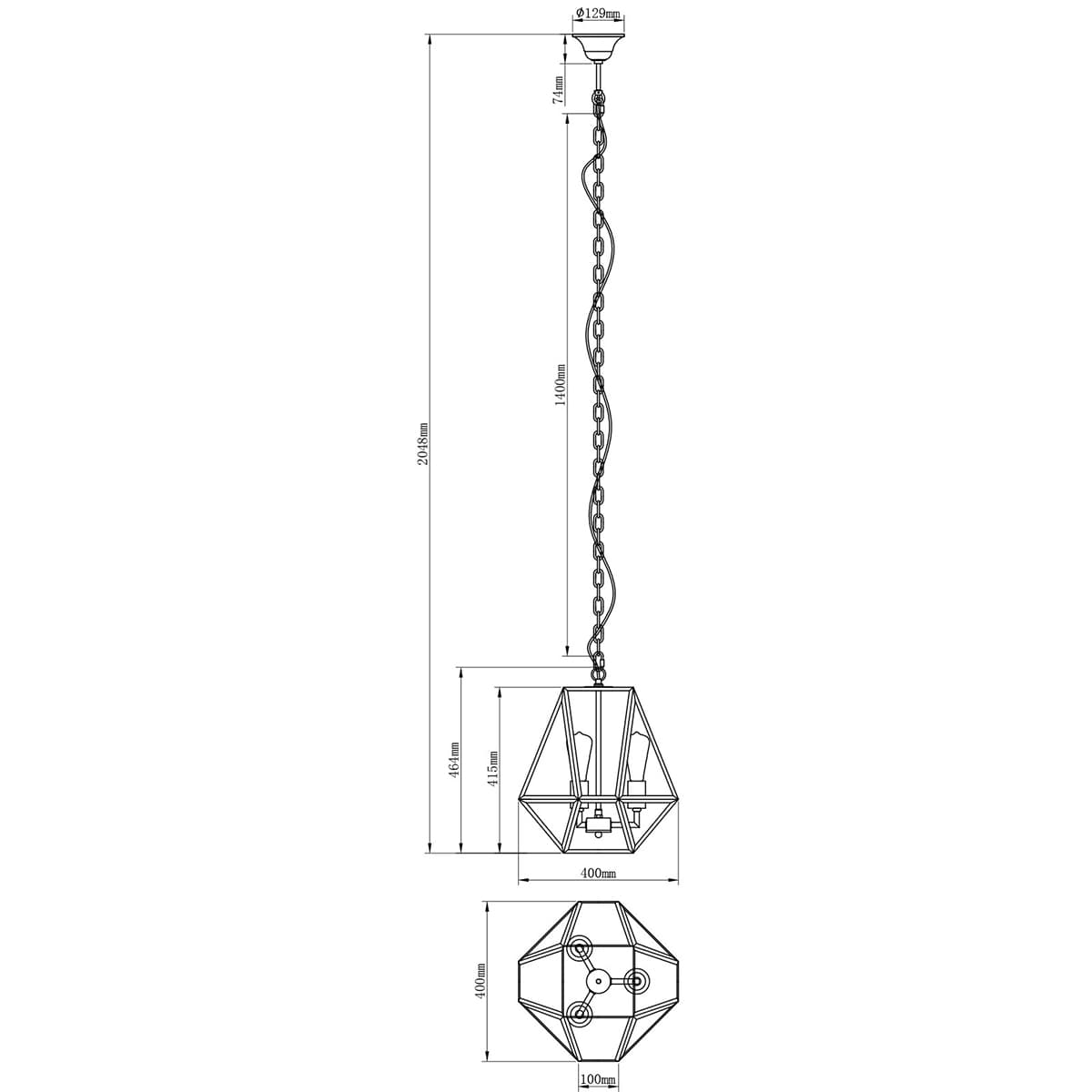Vaille 3 Light Pendant in Chrome