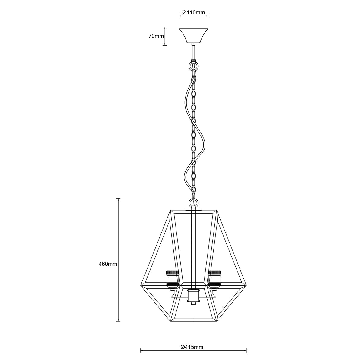 Vaille 3 Light Pendant in Oil Rubbed Bronze-img-2