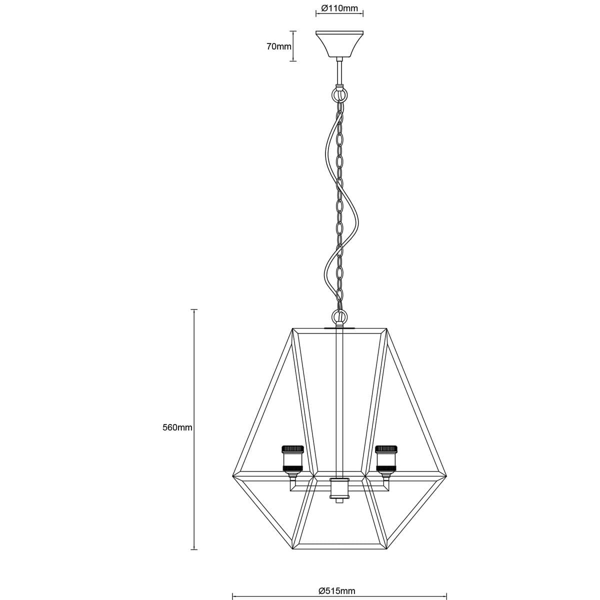 Vaille 4 Light Pendant in Oil Rubbed Bronze