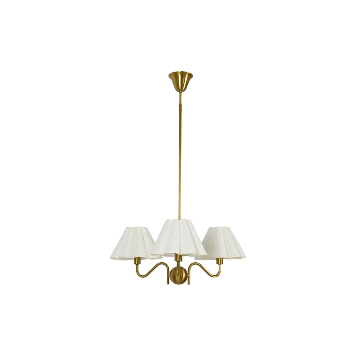 Colette 3 Light Pendant in Aged Brass with Fluted White Linen-img-1