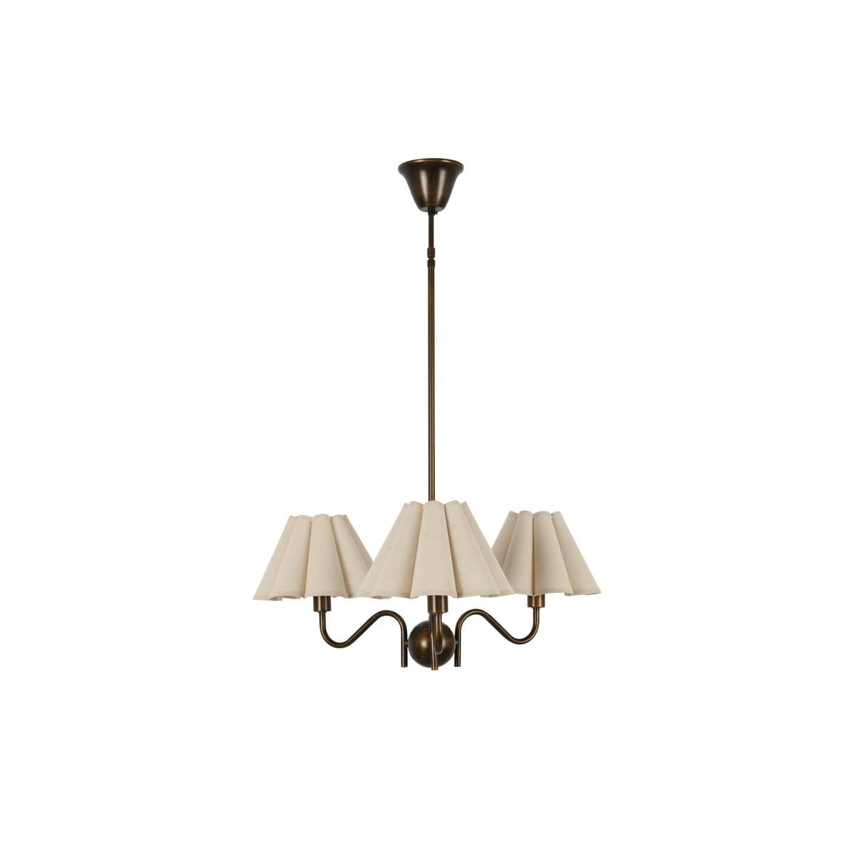 Colette 3 Light Pendant in Bronze with Fluted Natural Linen-img-1