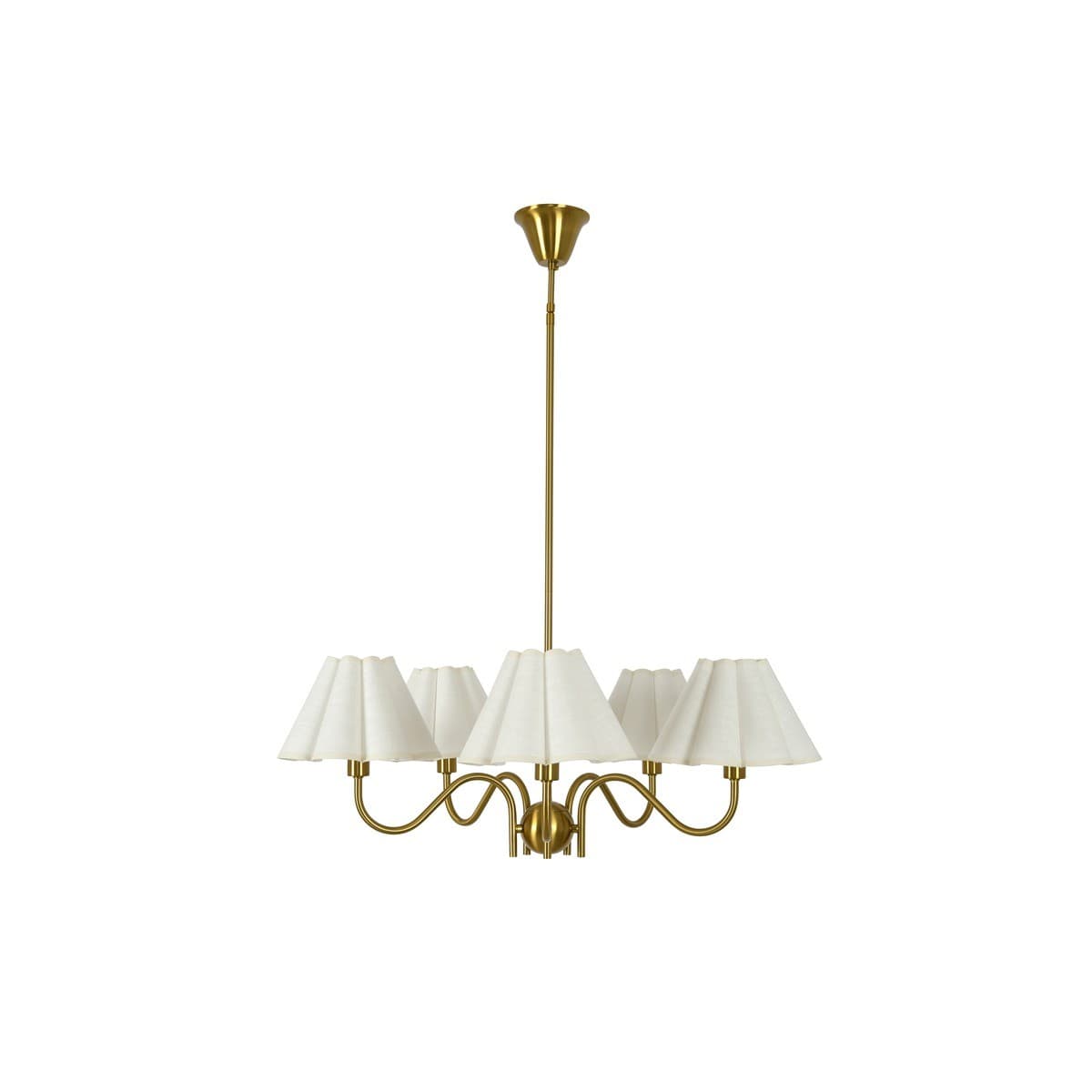 Colette 5 Light Pendant in Aged Brass with Fluted White Linen-img-1