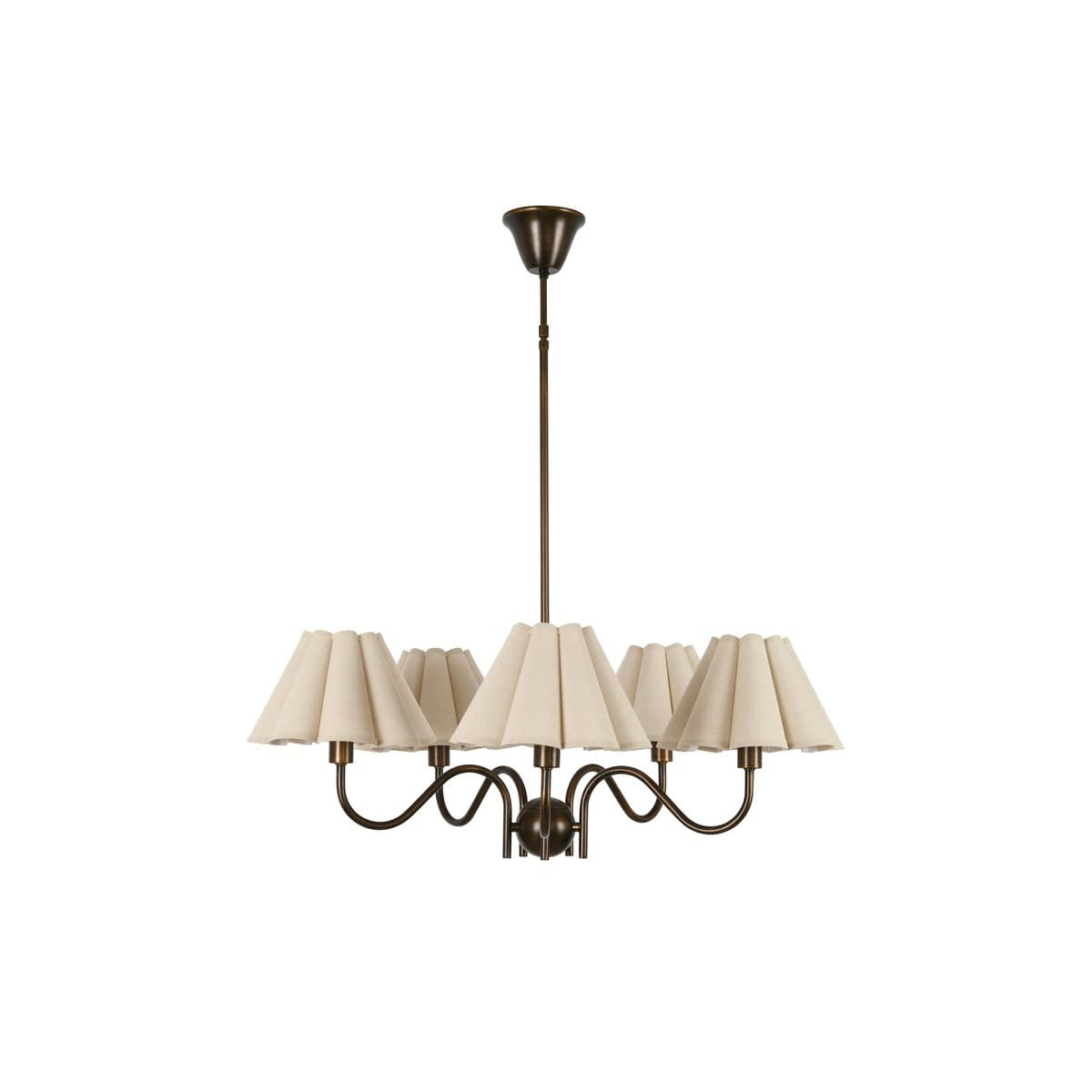Colette 5 Light Pendant in Bronze with Fluted Natural Linen-img-1