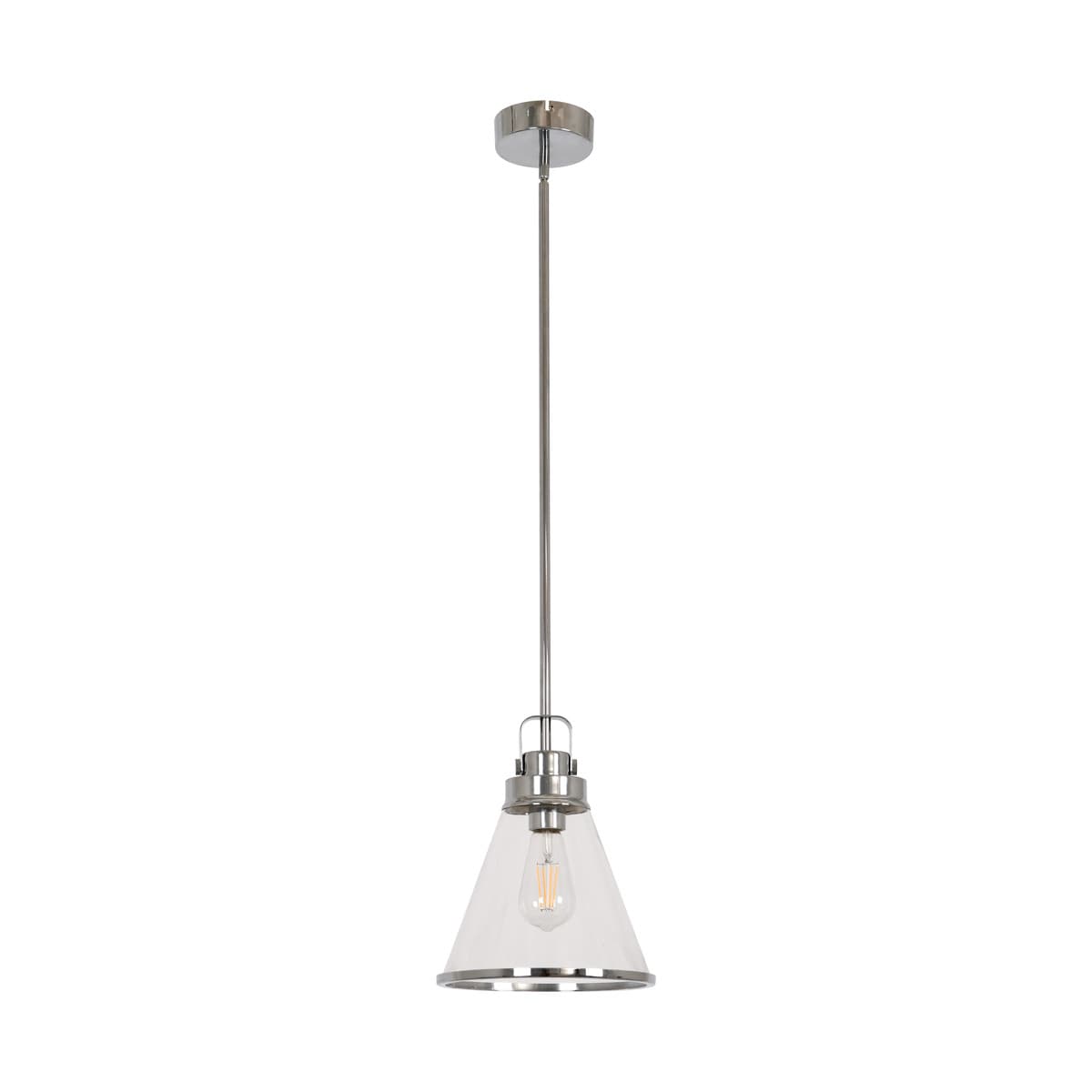 Coach 1 Light Pendant in Chrome with Clear Glass