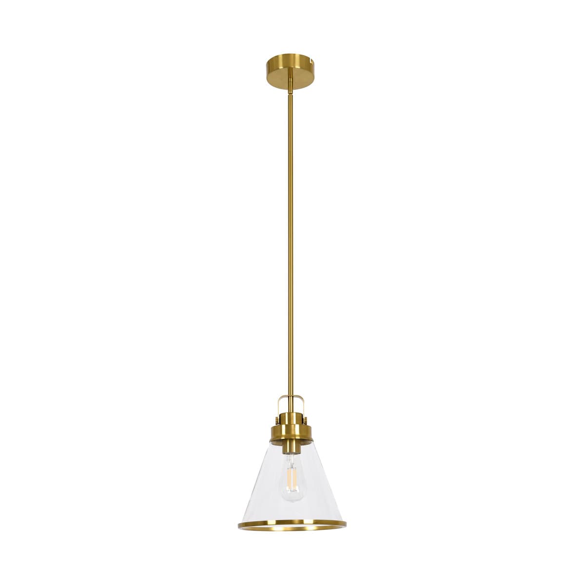 Coach 1 Light Pendant in Aged Brass with Clear Glass-img-1