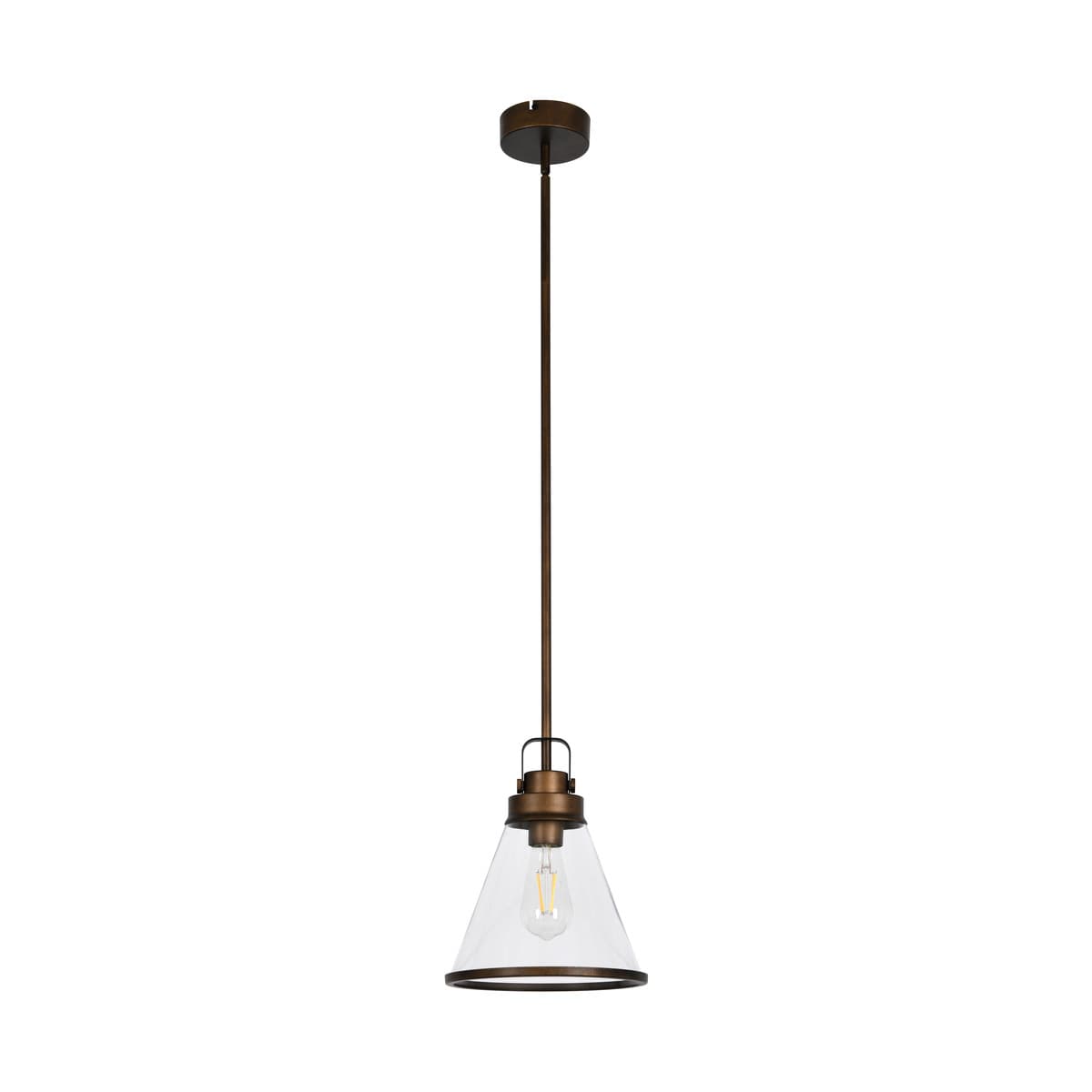 Coach 1 Light Pendant in Bronze with Clear Glass