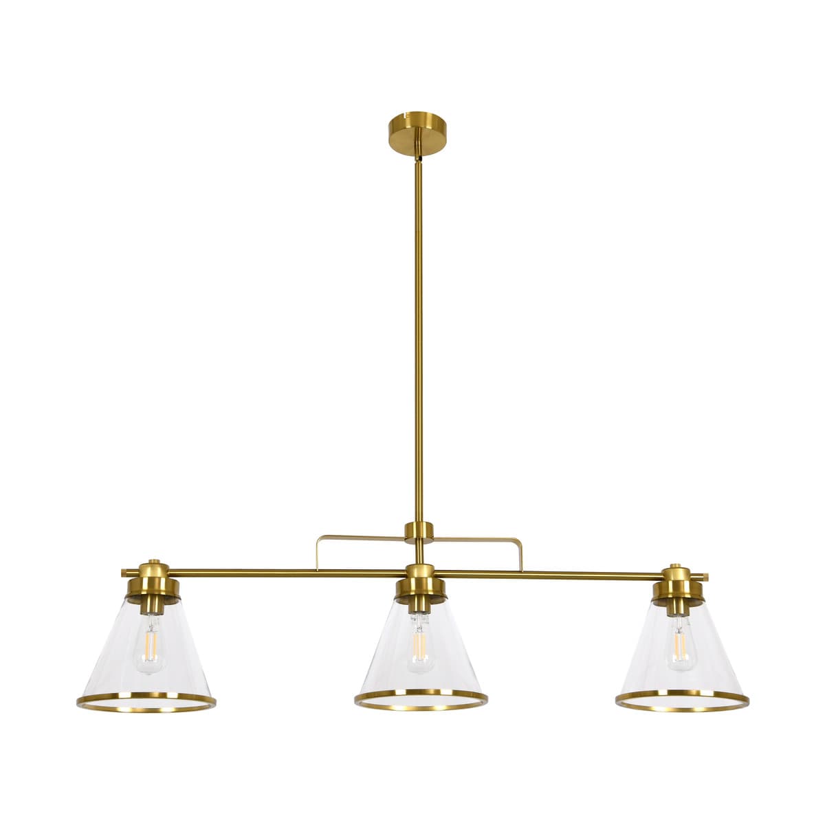 Coach 3 Light Bar Pendant in Aged Brass with Clear Glass-img-1