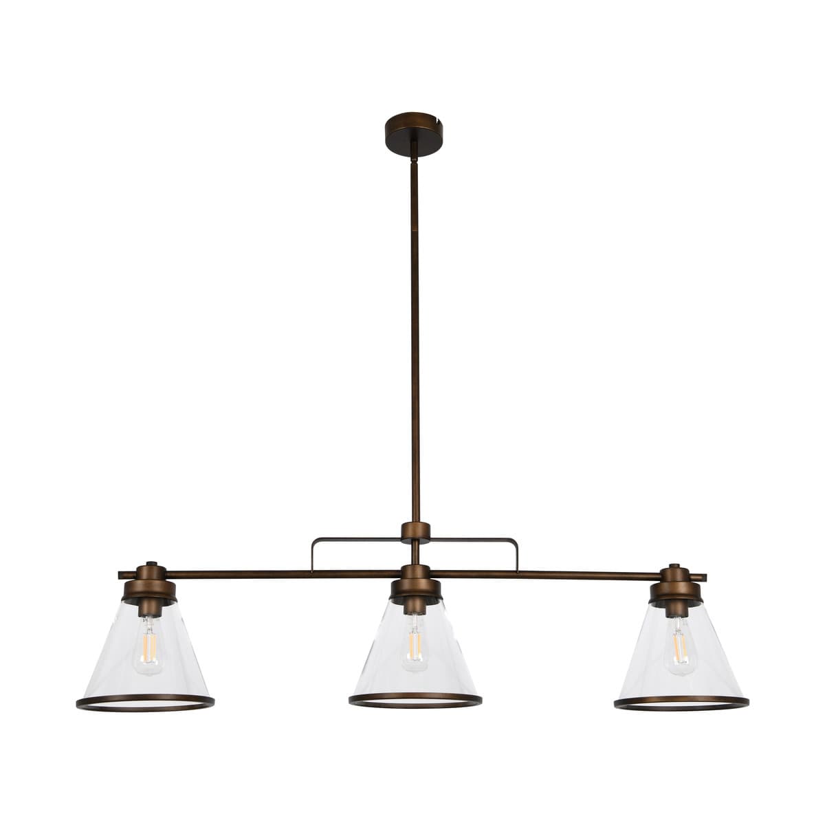 Coach 3 Light Bar Pendant in Bronze with Clear Glass
