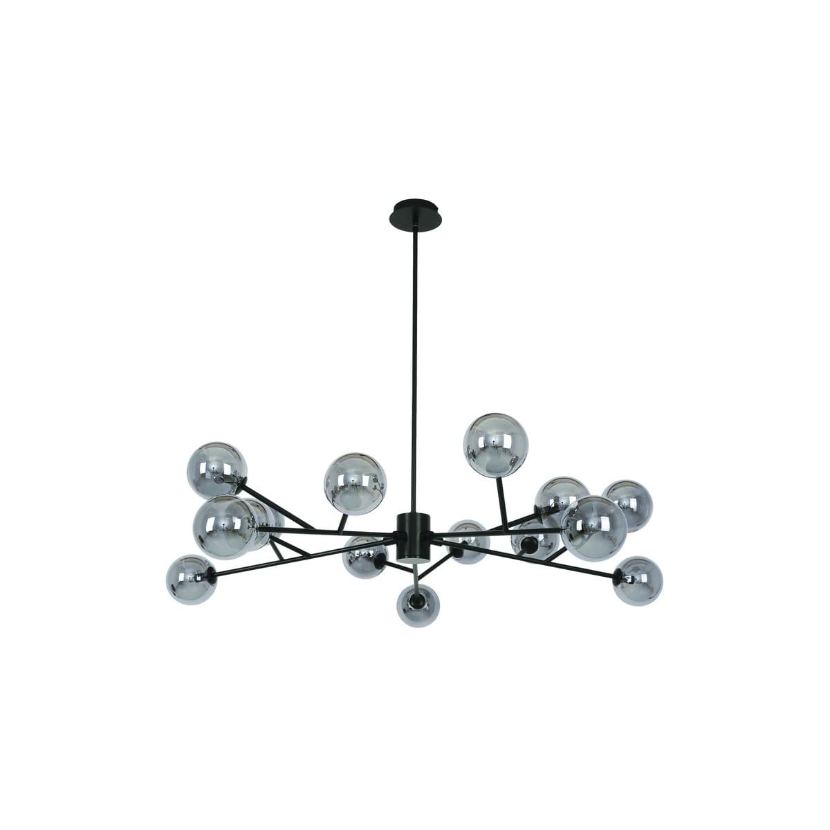 Orion 15 Light Pendant in Black with Smoke Glass-img-1