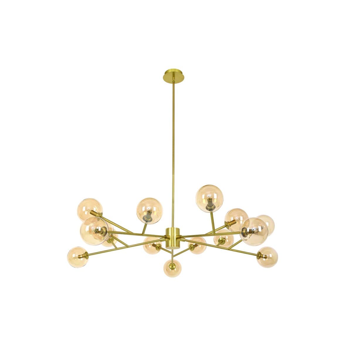 Orion 15 Light Pendant in Brass with Amber Glass