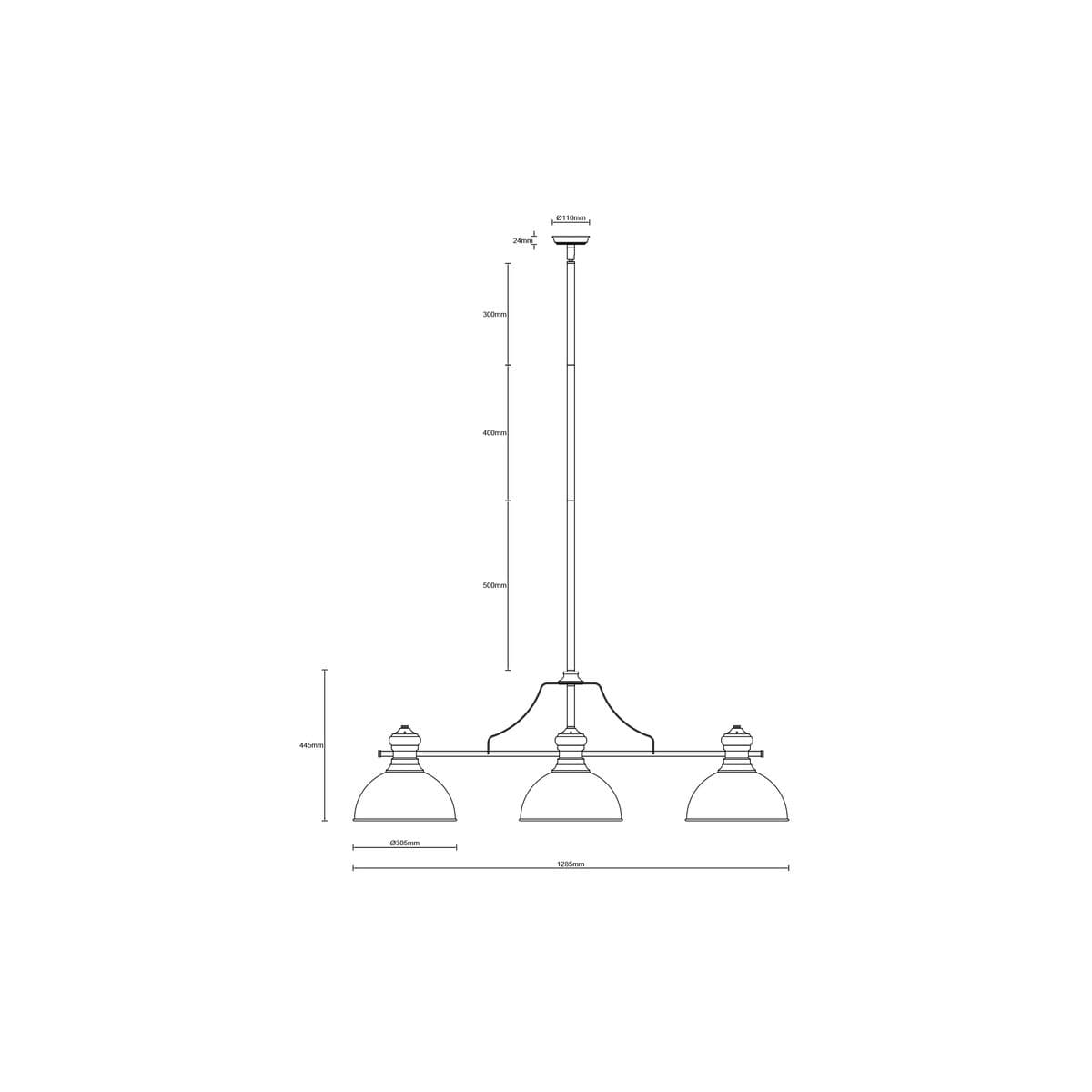 Alfred 3 Light Bar Pendant in Black-img-2